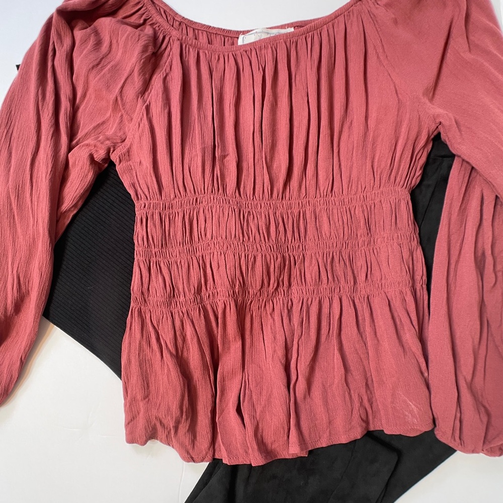 Smoked Peplum Waist Off The Shoulder Top